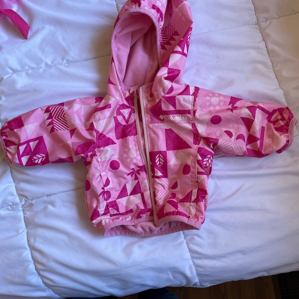 Pink Geometric Patterned Baby Jacket